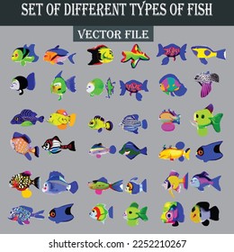 Große Menge verschiedener Fische, Vektordatei