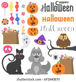 Big set with different halloween stuff