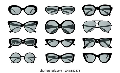 Big Set Different Isolated Vector Sunglasses Stock Vector (Royalty Free ...