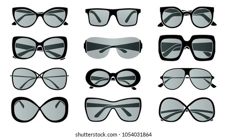 Big Set Different Isolated Vector Sunglasses Stock Vector (Royalty Free ...