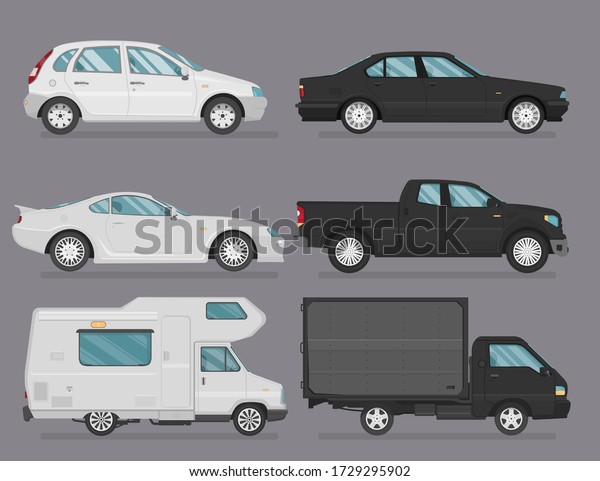 Big set of different models of cars. Vector\
flat style illustration