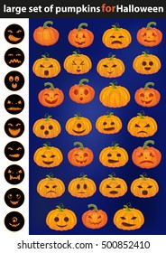 big set of different pumpkins for Halloween