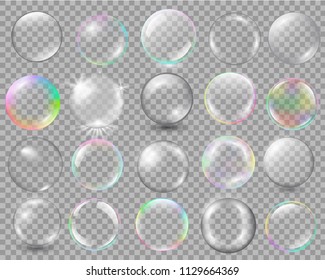 Big set of different spheres with glares and highlights.