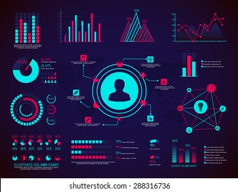 A big set of different statistical graphs and charts for your business or corporate sector.