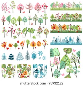 Big Set with Different Stylized Trees