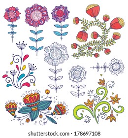 Big set of different vector flowers