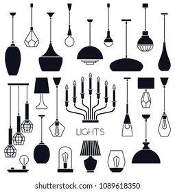 Big set of different vector indoor lights