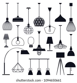 Big set of different vector indoor lights