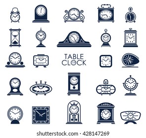 Big set of different vector table clock icons