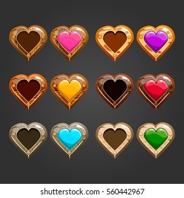 Big set with different wooden hearts