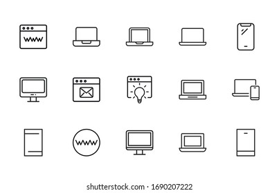 Big set of digital line icons. Vector illustration isolated on a white background. Premium quality symbols. Stroke vector icons for concept or web graphics. Simple thin line signs. 