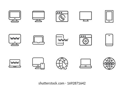 Big set of digital line icons. Vector illustration isolated on a white background. Premium quality symbols. Stroke vector icons for concept or web graphics. Simple thin line signs. 