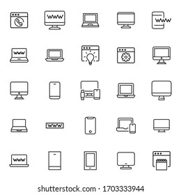 Big set of digital line icons. Vector illustration isolated on a white background. Premium quality symbols. Stroke vector icons for concept or web graphics. Simple thin line signs. 