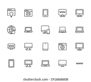Big set of digital line icons. Vector illustration isolated on a white background. Premium quality symbols. Stroke vector icons for concept or web graphics. Simple thin line signs.