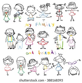 Big set of doodle family
