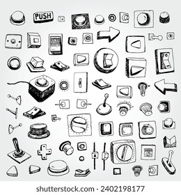 Big Set Of Doodled Vector Buttons