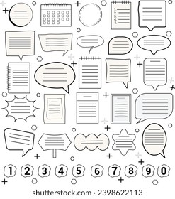 Gran conjunto de elementos del diario de viñetas dibujadas Dibujo manual diseño de ilustración del vector