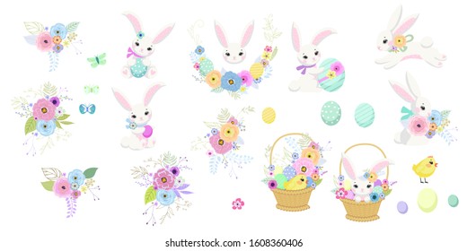 Big set of Easter bunnies,eggs, chickens