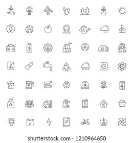 big set of ecology icons vector design with simple outline and modern style, editable stroke
