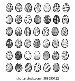 Big set of eggs for Happy Easter, vector illustration