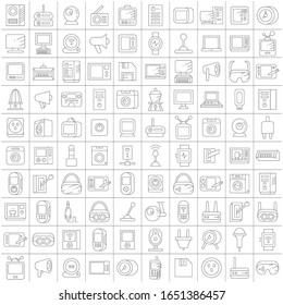 gran conjunto de iconos de dispositivos y dispositivos electrónicos diseño de línea delgada