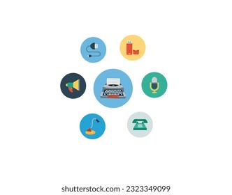 gran conjunto de dispositivos electrónicos en gris.proceso creativo, negocios y finanzas, oficina y negocios, seguridad y protección, compras y comercio, educación y conocimiento, tecnología y hardware.
