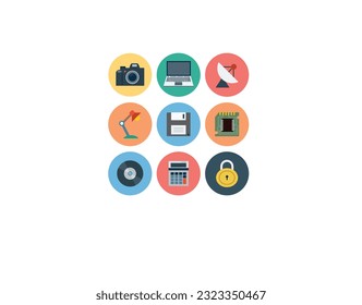 big set of electronic devices on gray.creative process, business and finance, office and business, security and protection, shopping and commerce, education and knowledge, technology and hardware.
