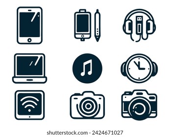 big set of electronic devices on gray