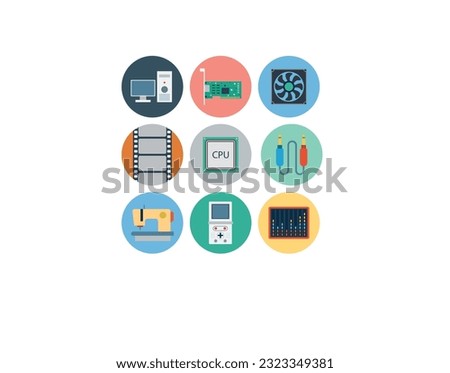 big set of electronic devices on gray .creative process, business and finance, office and business, security and protection, shopping and commerce, education and knowledge, technology and hardware.
