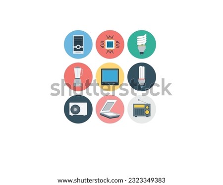 big set of electronic devices on gray .creative process, business and finance, office and business, security and protection, shopping and commerce, education and knowledge, technology and hardware.
