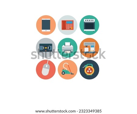 big set of electronic devices on gray .creative process, business and finance, office and business, security and protection, shopping and commerce, education and knowledge, technology and hardware.
