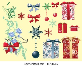  Big set elements for Christmas design, vector illustration