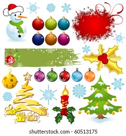 Big set elements for Christmas design, vector illustration