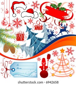 Big set elements for Christmas design, vector illustration