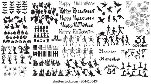 Big SET with elements for the holiday Halloween - Vector illustration
