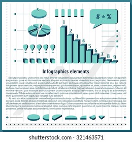 Big set elements for infographics. Charts, diagrams for the Statistics and Research. Set of business. Cloud for thought. Ribbons, scale, figures. Informational background for business, analysis.