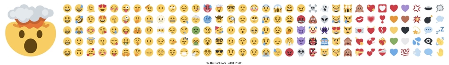 Big set of emoji. Emoticon. Funny emoticons faces with facial expressions. Full editable vector icons. emoji. Detailed emoji icon from the WhatsApp, Facebook, twitter, instagram.