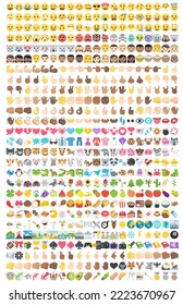 Big set of emoticon all icons. Cartoon emoji set. Vector emoticon set