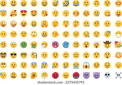 Big set of emoticon smile icons. Isolated illustration on white background Vector emoticon set. EPS 10