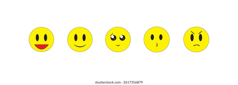 Big set of emoticon smile icons. Yellow emoji icon set. vector illustrator. 