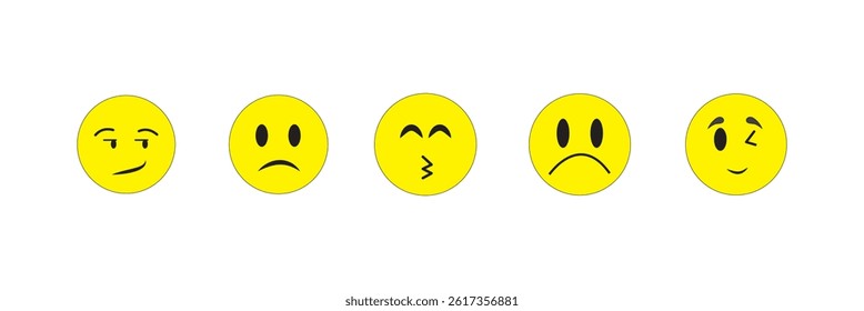 Big set of emoticon smile icons. Yellow emoji icon set. vector illustrator. 