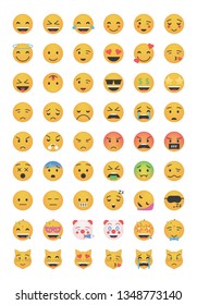 Big set of emoticon vector isolated on white background. Emoji vector. Smile icon collection. Reactions icon web.