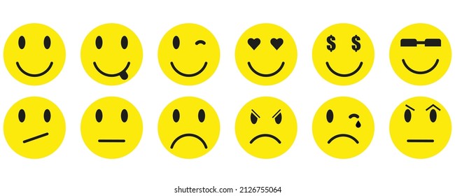 Big set of emoticons. Collection of emoticons isolated on a white background. Vector illustration.