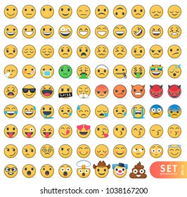 Big set of emoticons with different emotions