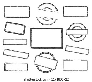 Big set of empty rubber stamps. Vector illustration on white background