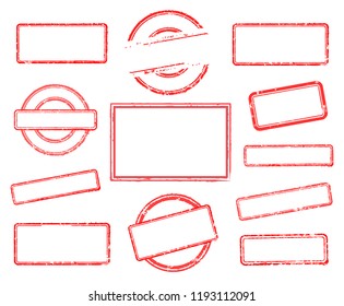 Big set of empty rubber stamps. Vector illustration on white background