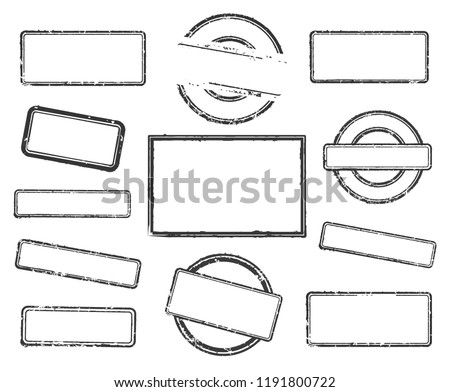 Big set of empty rubber stamps. Vector illustration on white background