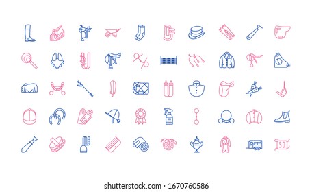 Big set of equestrian icons, horse riding collection for web design