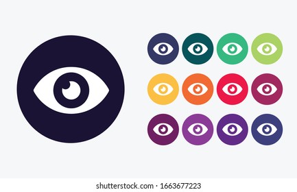  Big set of eye icon isolated on white background. 