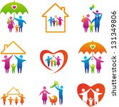 Big set of family icons. Happy family concepts: father, mother, daughter and son together.